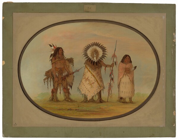 George Catlin, Crow Chief, His Wife, and a Warrior