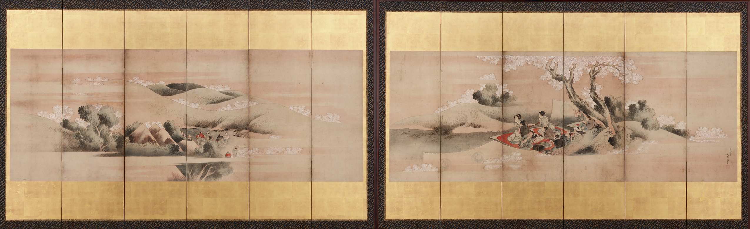 Attributed to Katsushika Hokusai, Viewing Cherry Blossoms