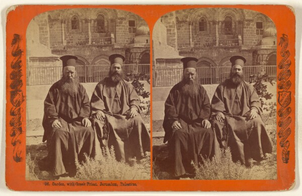 Charles Bierstadt, Garden, with Greek Priest. Jerusalem, Palestine.