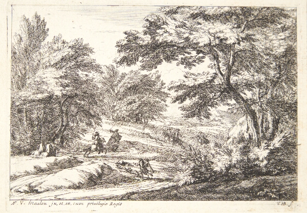 Jan van Huchtenburg, Landskab med mænd på bukkejagt
