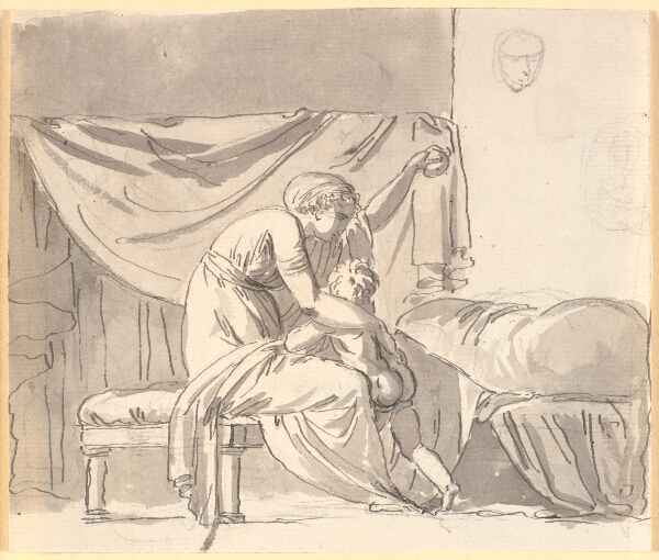 Nicolai Abildgaard, En moder leger med sit barn, der griber efter et æble