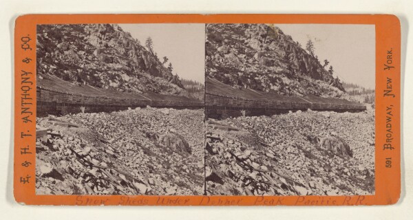 Edward and Henry T. Anthony & Co., Exterior View of Snow Sheds under Donner Peak. [Pacific Rail Road]