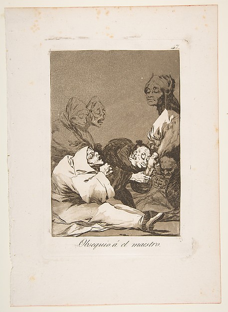 Goya (Francisco de Goya y Lucientes), Plate 47 from "Los Caprichos": A gift for the master (Obsequio á el maestro)