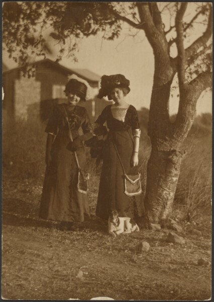 Louis Fleckenstein, [Portrait of Two Women Dressed Up in the Backyard]