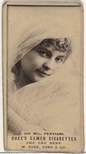 W. Duke, Sons & Co., Card Number 302, Mlle. Perviani, from the Actors and Actresses series (N145-5) issued by Duke Sons & Co. to promote Cameo Cigarettes