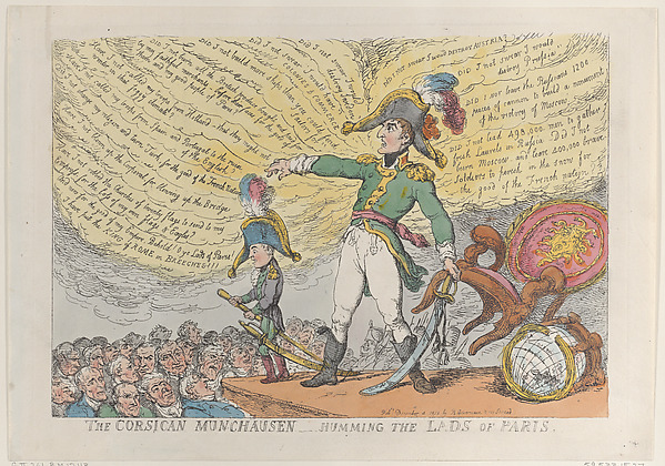 Thomas Rowlandson, The Corsican Munchausen – Humming the Lads of Paris