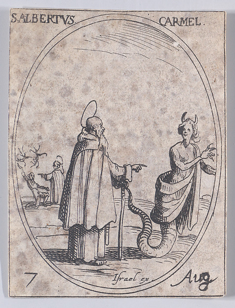 Jacques Callot, S. Albert, carmélite (St. Albert, Carmelite), August 7th, from "Les Images De Tous Les Saincts et Saintes de L'Année" (Images of All of the Saints and Religious Events of the Year)