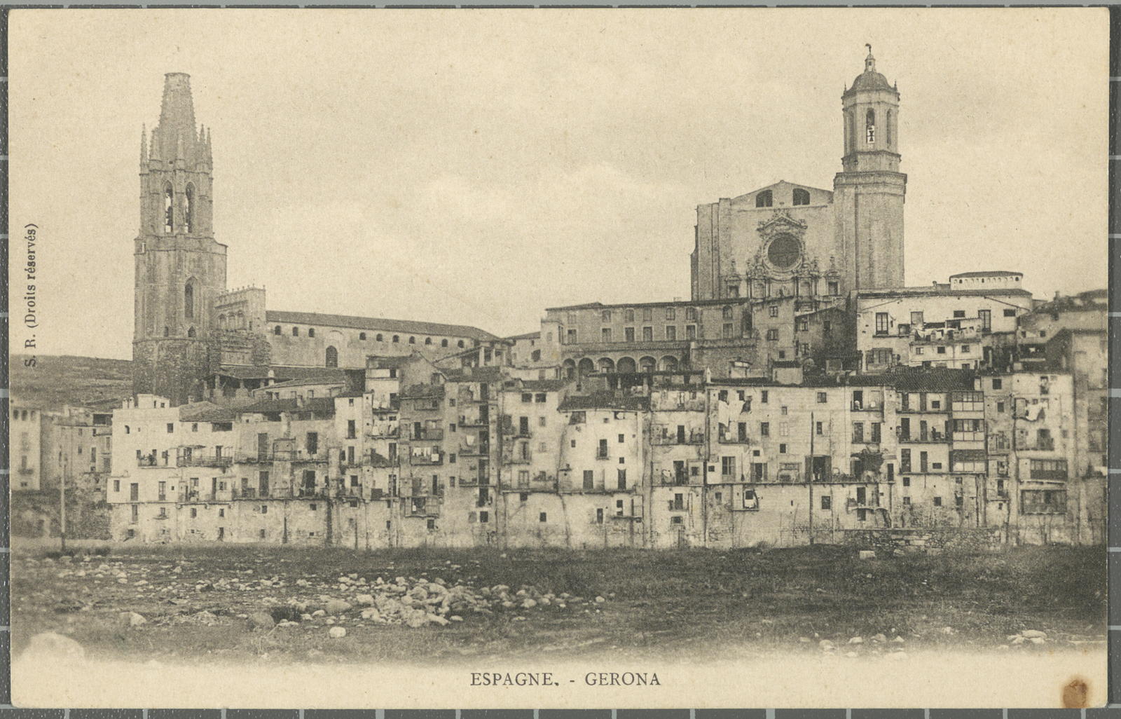 Desconegut, Espagne.-Gerona. St. Feliu, the Cathedral and the houses of the Onyar
