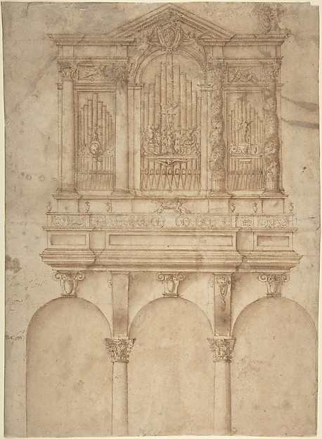 Anonymous, Italian, 16th century, A Pipe Organ with Papal Arms