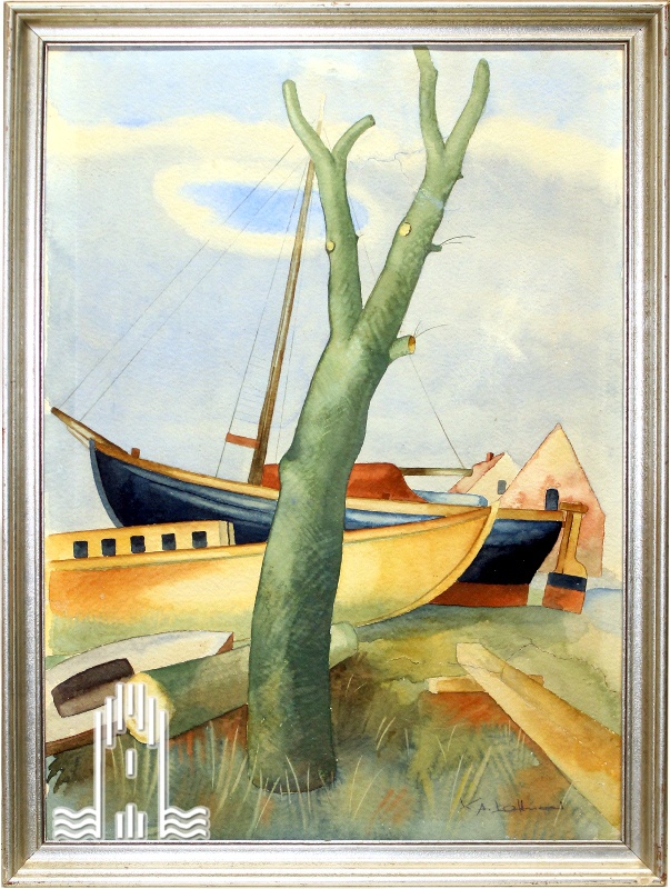 Konrad Adolf Lattner, Fischerboote am Strand