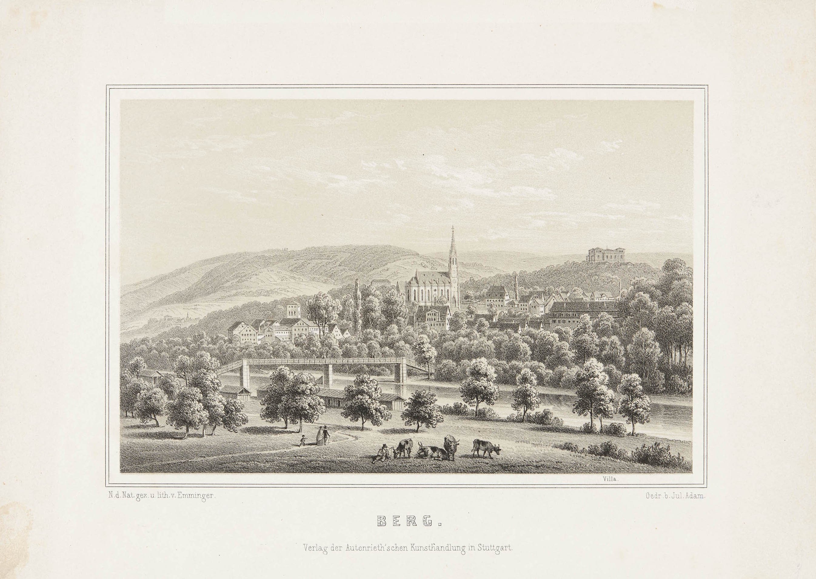 Eberhard Emminger, Ansicht von Berg (aus: Album von Stuttgart)