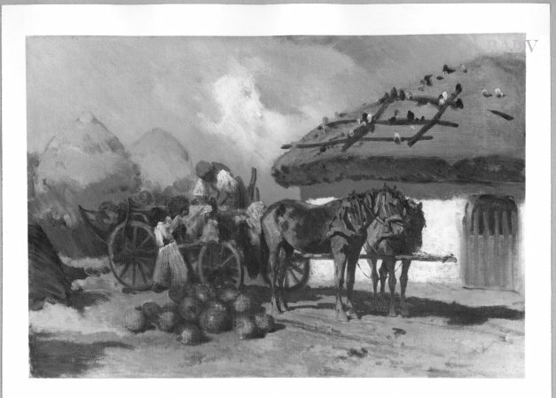 August von Pettenkofen, Peasant cart with house
