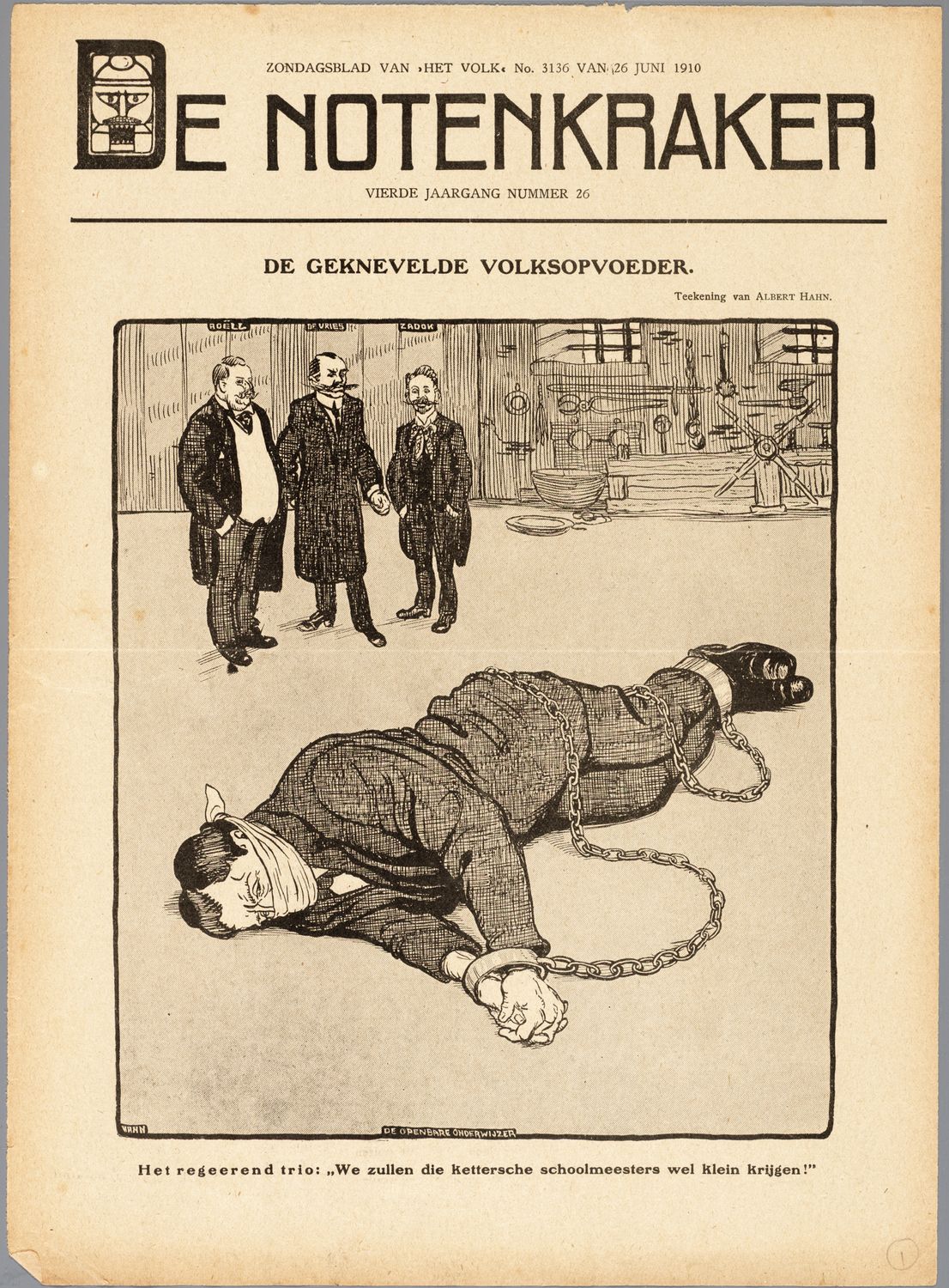 Hahn, Albert,draughtsman., De geknevelde volksopvoeder