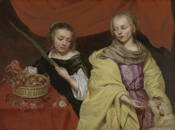 Michaelina Wautier, Two Girls as Saint Agnes and Saint Dorothy