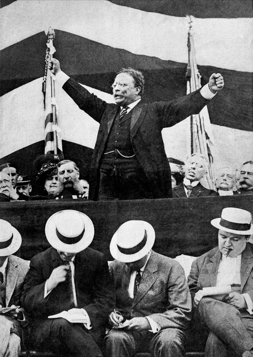 Gustav Borgen, Avfotografering. Portrett, Teddy Roosevelt på talerstolen.