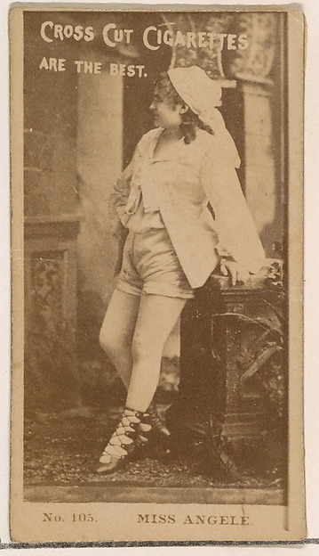 W. Duke, Sons & Co., Card Number 105, Miss Angele, from the Actors and Actresses series (N145-2) issued by Duke Sons & Co. to promote Cross Cut Cigarettes