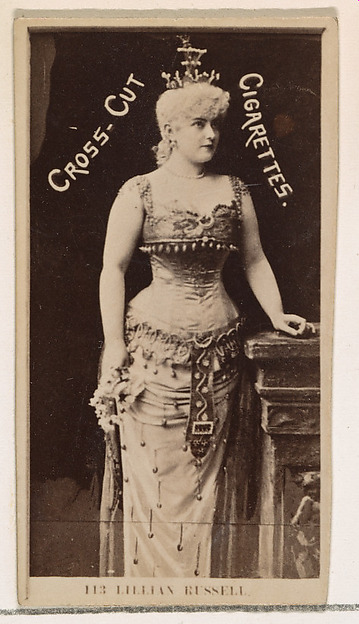 W. Duke, Sons & Co., Card Number 113, Lillian Russell, from the Actors and Actresses series (N145-2) issued by Duke Sons & Co. to promote Cross Cut Cigarettes