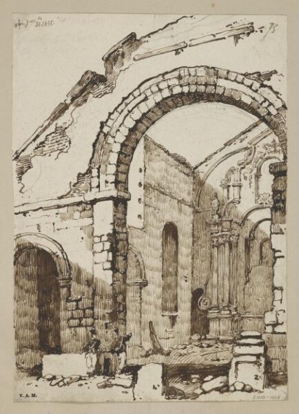 George Chinnery, The ruins of St Paul's church, Macau, after the fire of 26 January 1835
