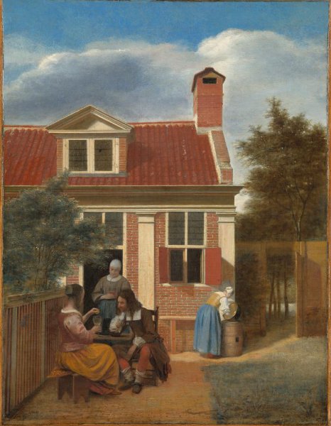 Pieter de Hooch, Een gezelschap op de plaats achter een huis