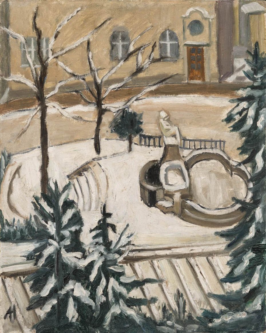Alice Haarburger, Alexanderbrunnen (Weißenburgbrunnen) im Winter