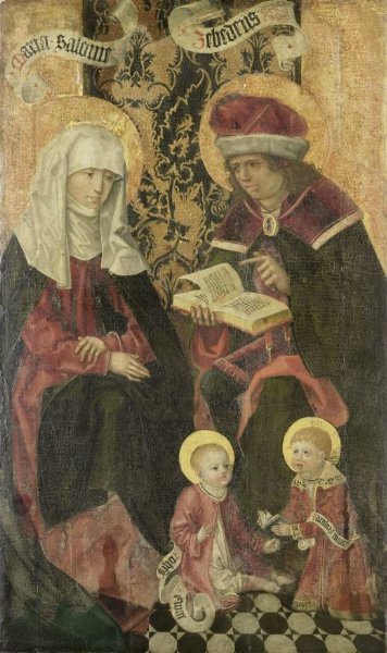 anonymous, The Family of Zebedee / Angel Gabriel from an Annunciation (remnants on the verso)