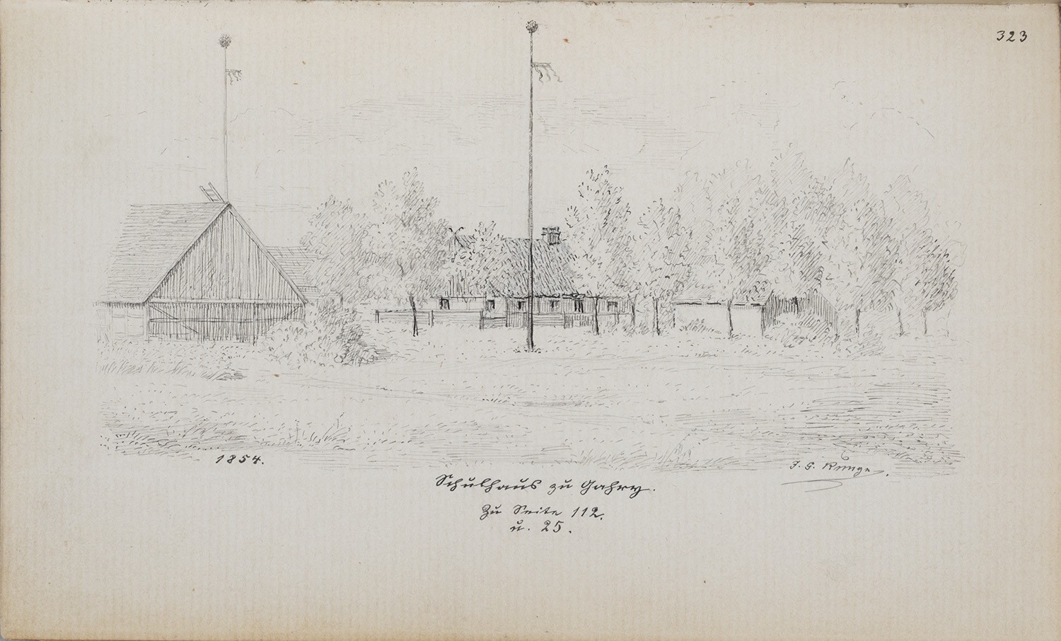 Johann Gottlob Runge, Gahry (Kr. Cottbus): Schulhaus und Umgebung