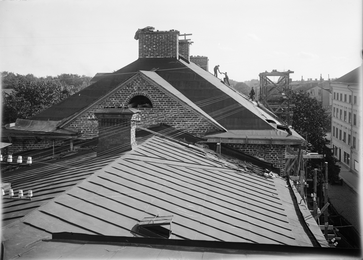 Paul Sandberg, Bankkontor under byggnation, Upsala Sparbank, Kungsgatan, Uppsala, sent 1920-tal