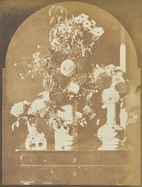 Hippolyte Bayard, [Three Vases of Flowers]