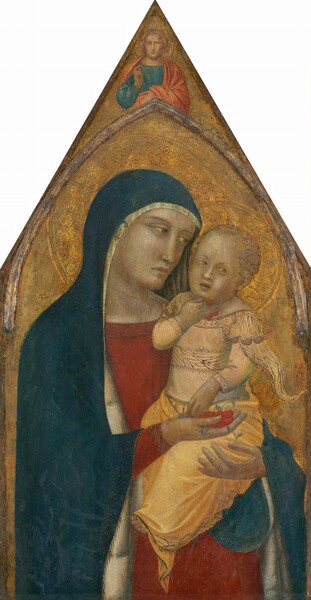 Pietro Lorenzetti, Madonna and Child, with the Blessing Christ [middle panel]