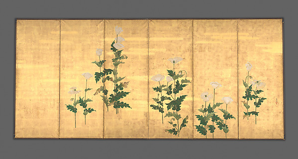 Ogata Kōrin, White Poppies on Gold Ground