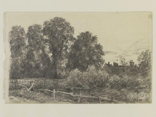 Constable, John (RA), Landscape with elm trees and a house