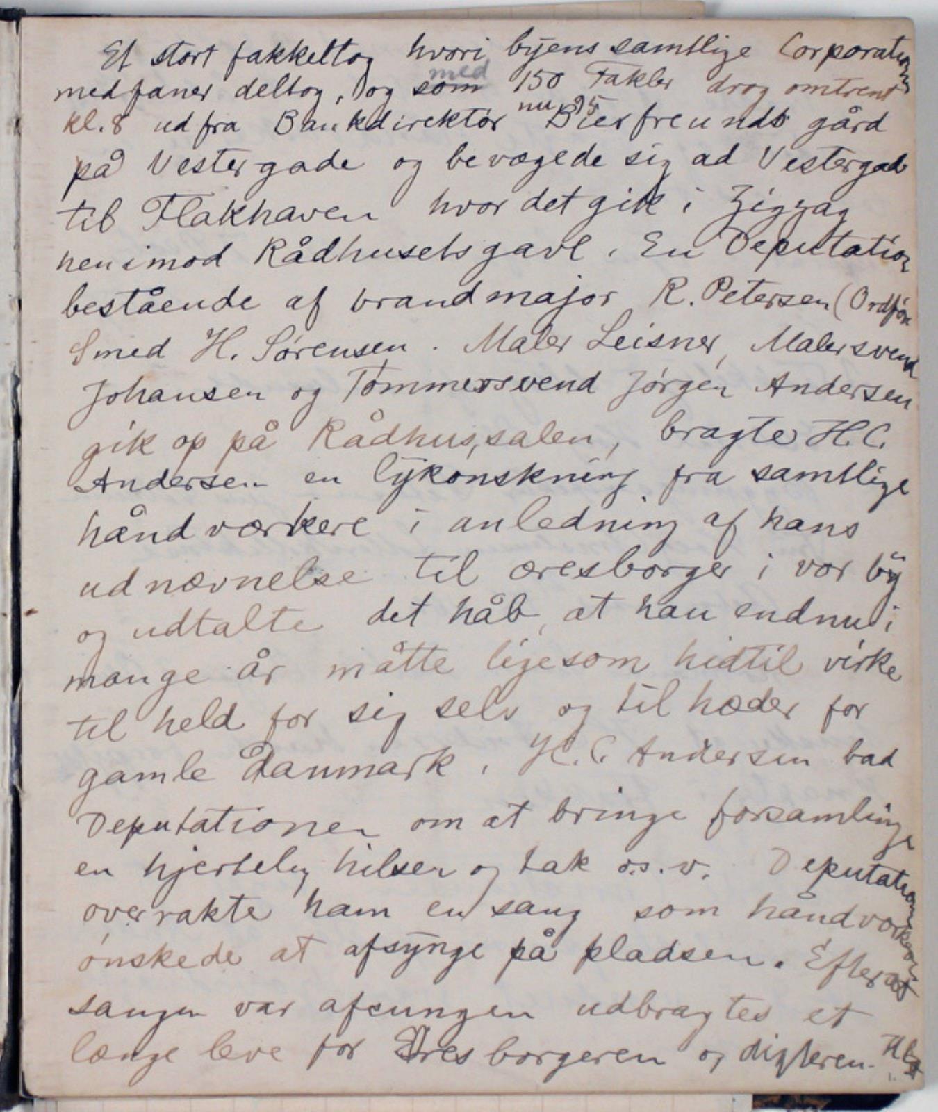 Niels Larsen Stevns, Notater vedr. fakkeltoget i Odense 1867