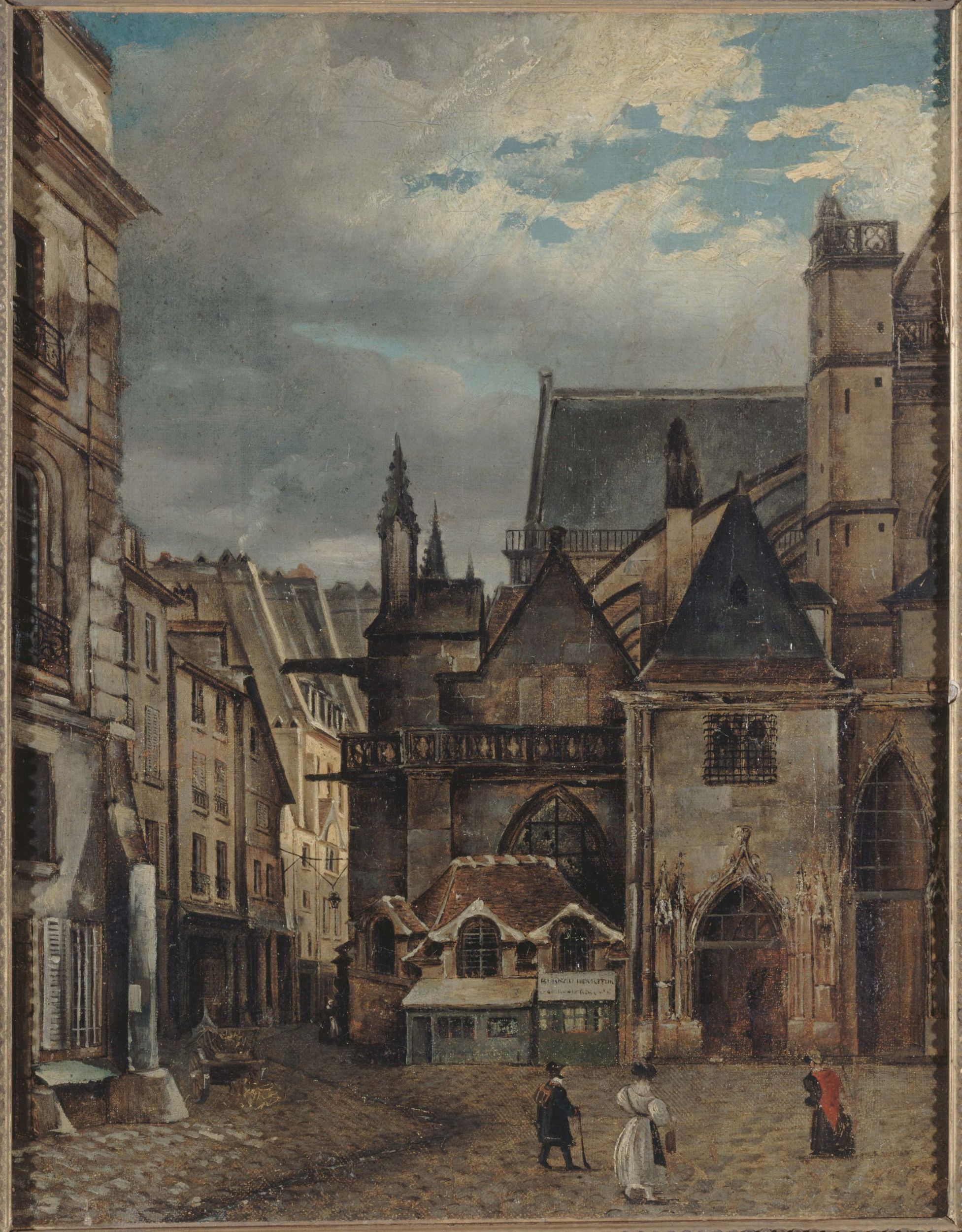 Anonyme, L'église Saint-Germain-l'Auxerrois et la rue Chilpéric, vers 1830 (actuelle place du Louvre)