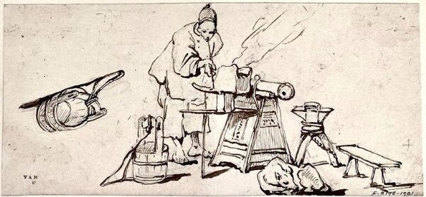 George Chinnery, A blacksmith with his eqipment and a sleeping dog