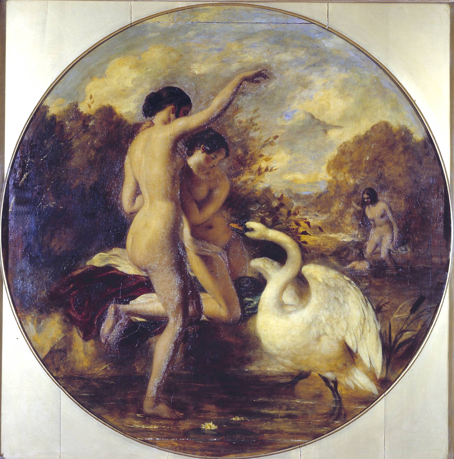 William Etty, Female Bathers Surprised by a Swan. Verso: Terpsichore (?) with Putti