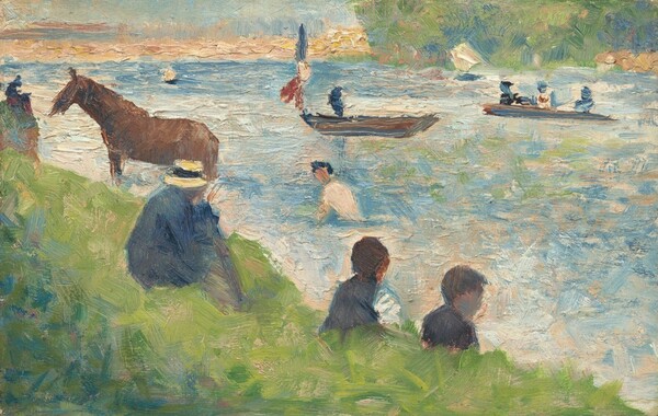 Georges Seurat, Horse and Boats (Study for "Bathers at Asnières")