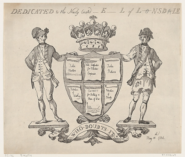 Thomas Rowlandson, Dedicated to the Newly Created E-l of L-nsd-le