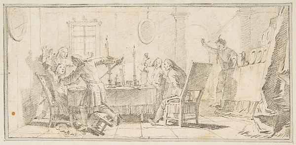 Giovanni Battista Tiepolo, Illustration for a Book:  Scene of a Murder in an Interior