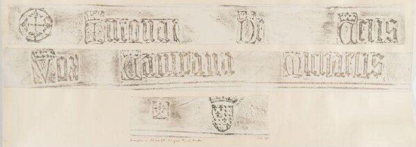 unknown, Rubbing of the inscription on the old tenor bell of Wingrave Church