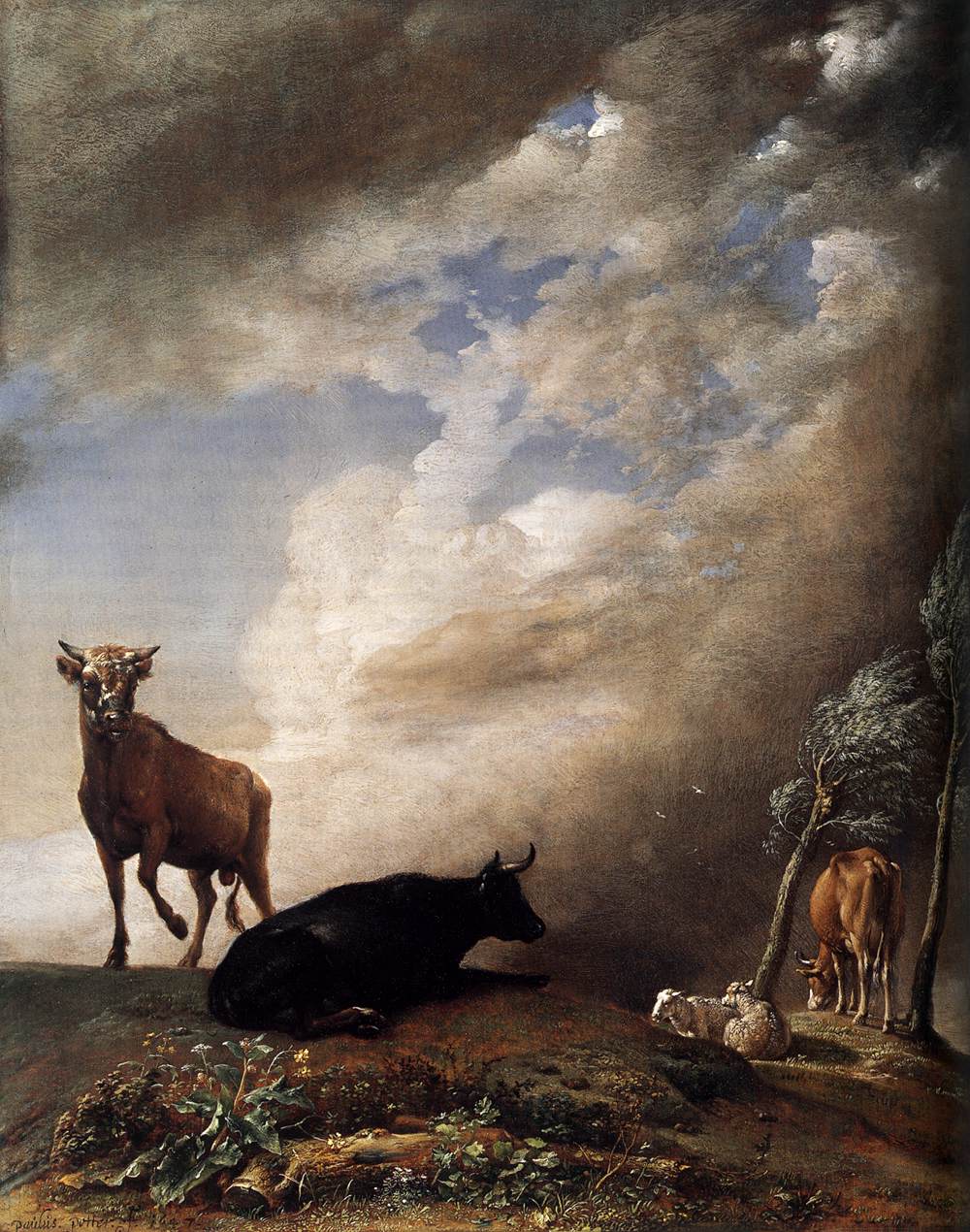 Paulus Potter, Cattle and Sheep in a Stormy Landscape