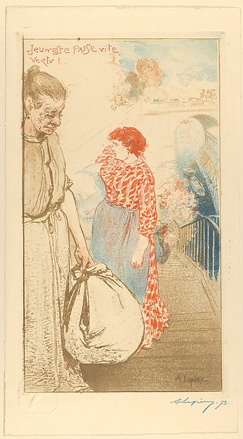 Auguste-Louis Lepère, Laundresses (Blanchisseuses) (How Quickly Youth Fades! / Jeunesse passe vite vertu!), from "L'Estampe Originale"