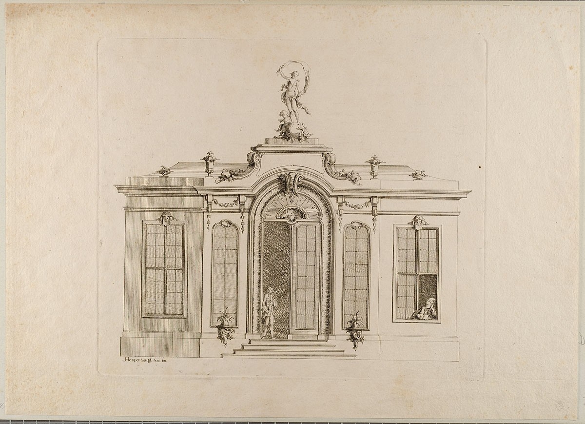 Johann Michael Hoppenhaupt, Pavillon, Blatt aus einer Folge von Fassaden von Wohn- und Gartenhäusern