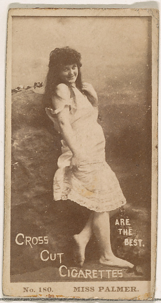 W. Duke, Sons & Co., Card Number 180, Miss Palmer, from the Actors and Actresses series (N145-2) issued by Duke Sons & Co. to promote Cross Cut Cigarettes