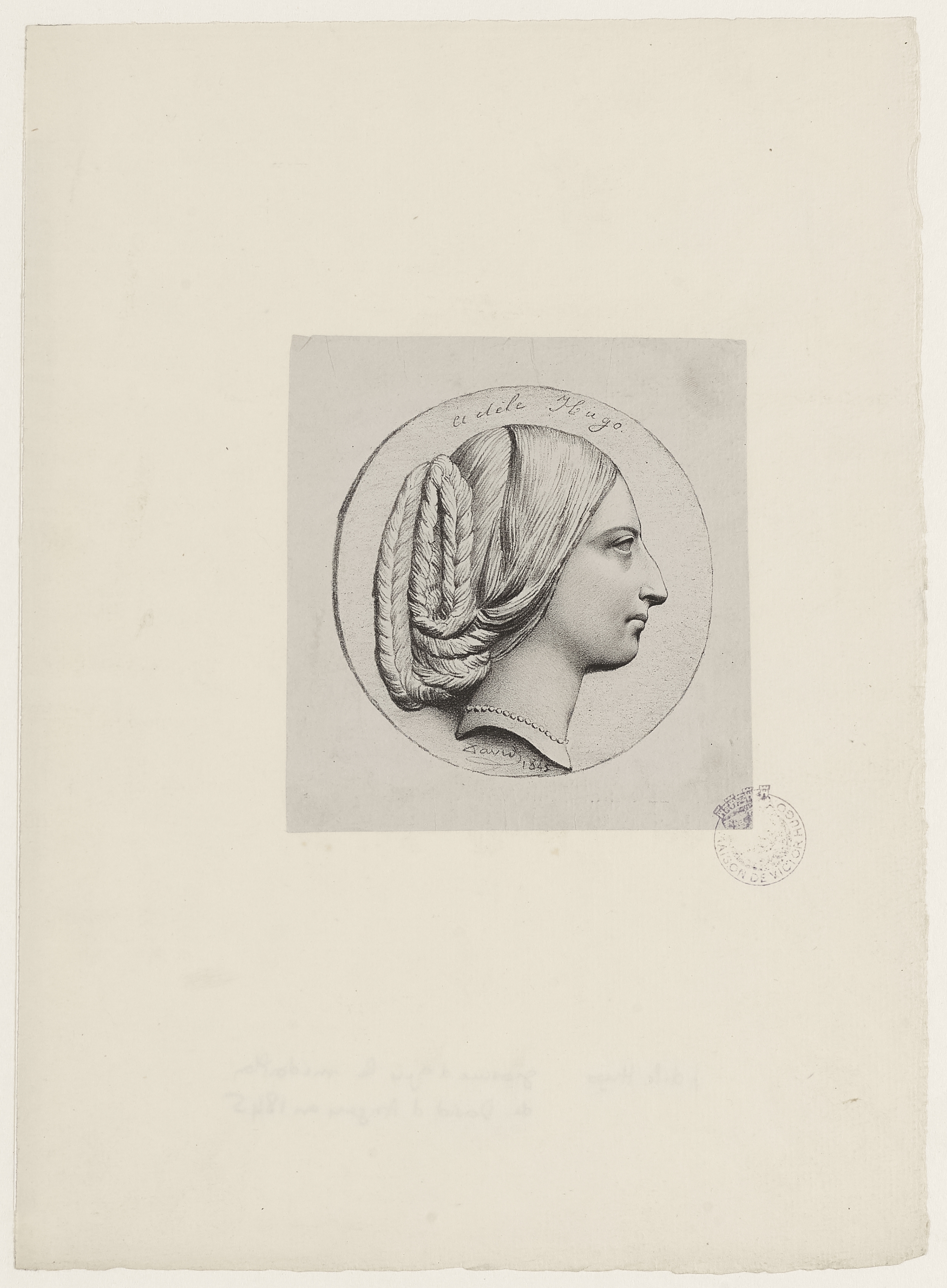 Anonyme, Adèle Hugo, fille de Victor Hugo, d'après un portrait en médaille par David d'Angers.