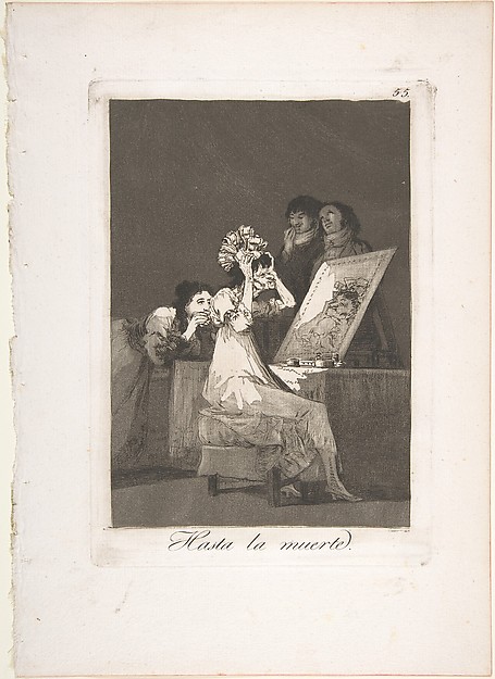 Goya (Francisco de Goya y Lucientes), Plate 55 from "Los Caprichos": Until death (Hasta la muerte)