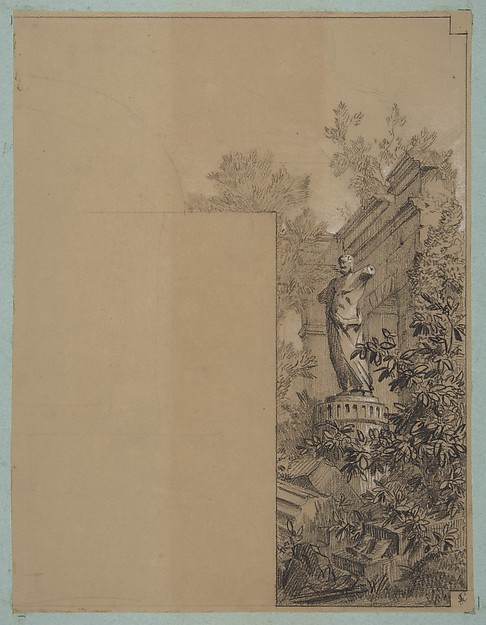 Jules-Edmond-Charles Lachaise, Design for mural decoration surrounding a door:  landscape with classical ruins