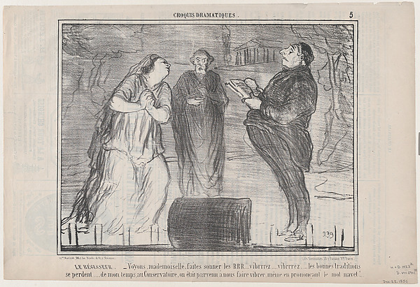 Honoré Daumier, Le Régisseur. – Voyons mademoiselle, faites sonner..., from "Croquis Dramatiques"