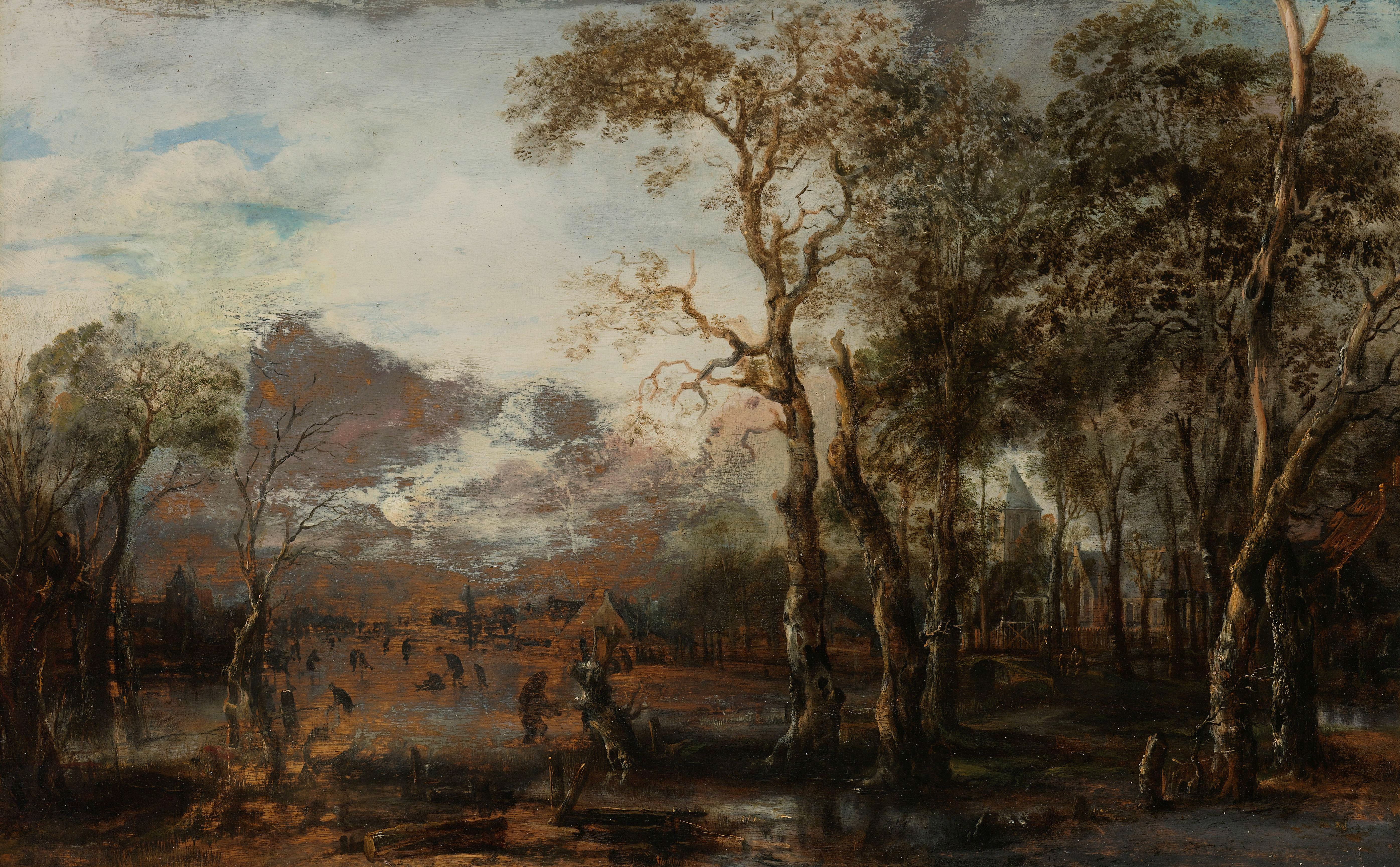Aert van der Neer, Landscape with Hunter