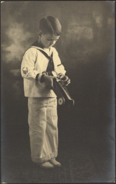 Louis Fleckenstein, [Portrait of a Boy in Sailor Suit with Toy Car]