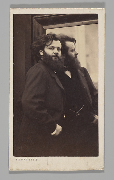 Pierre Petit, [Studio Portrait: Self-Portrait Standing by a Mirror]